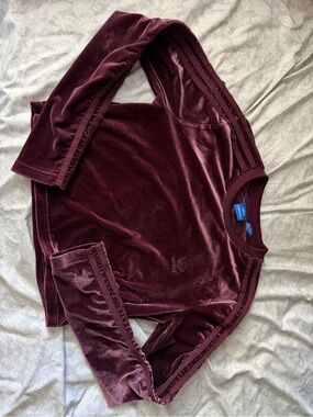adidas Women's Velour Crewneck Sweater in Deep Burgundy